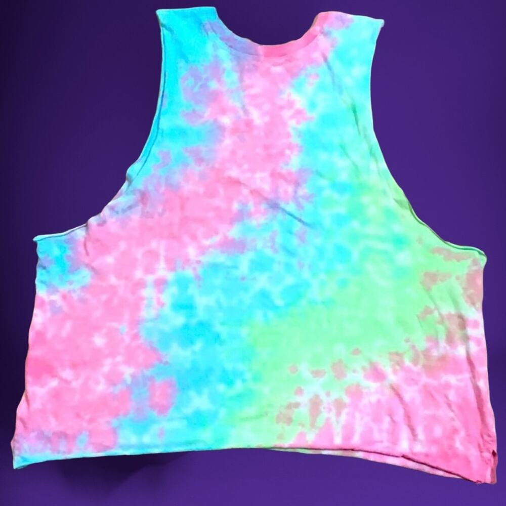 Tie-Dye Muscle Tee Women's XL Fitted Workout Gym Running Bikini Coverage Sexy